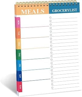 Weekly Meal Planner and Grocery List - 50 Undated Sheets Planning Pad for Organized Daily Menu, Tear-Off Notepad for Convenient Shopping