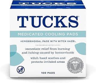Witch hazel pads designed for sensitive areas and used by hospitals for hemorrhoid symptom relief, also postpartum essentials