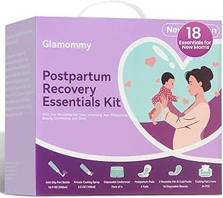 Postpartum Recovery Essentials Kit, Labor & Delivery Care for Mom | Includes peri bottle, cooling spray, disposable underwear, postpartum pads, hot & cold packs, soothing liners for postpartum