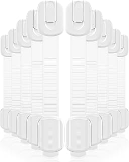 10 Pack Cabinet Locks Baby Proofing, Child Proof Cabinet Locks with 3M Adhesive - Easy Installation with Adjustable Straps, Multi-Purpose Child Safety Latches for Drawers Fridge Trash Cans Toilets