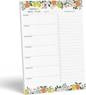 Sweetzer & Orange Fruity Weekly Meal Planner and Grocery List Magnetic Notepad. 7x10” Meal Planning Pad with Tear Off Shopping List. Plan Weekly Menu Food for Weight Loss or Dinner List for Family!