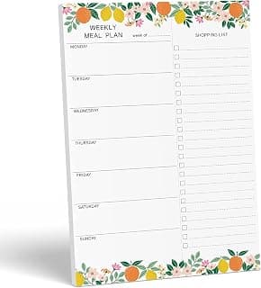 Sweetzer & Orange Fruity Weekly Meal Planner and Grocery List Magnetic Notepad. 7x10” Meal Planning Pad with Tear Off Shopping List. Plan Weekly Menu Food for Weight Loss or Dinner List for Family!