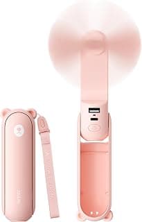 JISULIFE 3 IN 1 Portable Fan with Power Bank & Flashlight Featured | 19H Max Cooling, USB Rechargeable, Pocket-Sized Handheld Fan for Travel, Cruise, Concerts, Makeup, Summer Gifts for Women