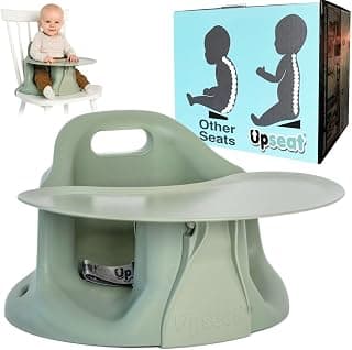 Upseat – The Original Ergonomic Baby Floor & Booster Seat with Tray, Developed with Physical Therapists for Upright Posture & Healthy Hip Development, 4–24 Months, Extra-Large Tray (Sage)