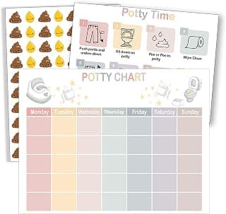 Daily Record Sticker Chart for Kids Potty Training Toilet Train Reward Charts for Toddlers Boy Girl (Chart17)