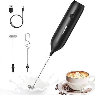Mom's Pick of the Week: Bonsenkitchen Rechargeable Milk Frother Handheld, Electric Foam Maker with Stainless Steel Whisk, Charging USB-C, Portable Hand Wand Drink Mixer for Coffee Matcha Lattes Cappuccino, Kitchen Gifts