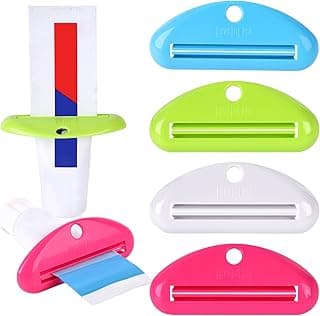 Toothpaste Squeezer, 4PCS Bottle Squeezer Tool Toothpaste Holder for Bathroom, Home Use, Assorted Colors