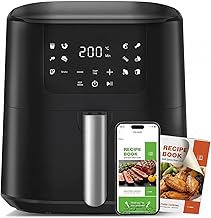 QIDO Air Fryer 8-in-1 with 5 QT Capacity,180°-450°F Precision Heating, Air Fry, Roast, Broil, Reheats, Dehydrates, Less Oil, Features Shake Reminder, Large Touch Display with Auto Menus, Dark Black