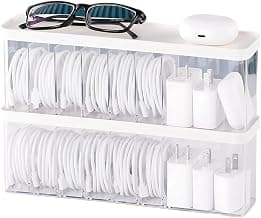 Stackable,with Lid,Dust-Proof,Space Saving,6 Standard Space and 1 Larger Space,for Home Office Desk Accessories Supplies