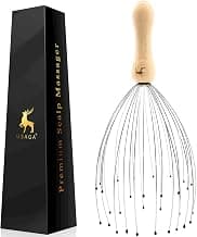 USAGA 32 Fingers Head Massager Head Scratcher Scalp Massager Wood Handle | for Head Massage and Body Relaxation
