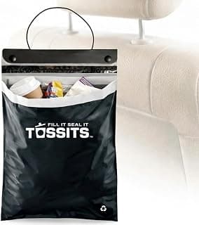 2 gal, 12 x 15 in, fits over headrest or console, recycled plastic, leakproof, seals odors, everyday light waste
