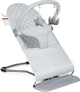 Orzbow Baby Bouncer Seat, Portable Infant Chair, 0-18 Months, Up to 20 Ibs | Foldable & Lightweight, Ergonomic 3-Positions Recline for Baby's Comfort, Removable Play Bar, Washable Cover, ASTM Certified