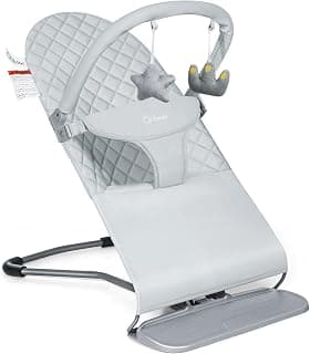 Orzbow Baby Bouncer, Portable Infant Seat for 0-12 Months, Up to 20 lbs | Adjustable Baby Bouncer Seat and Toddler Chair with Removable Play Bar, 3 Ergonomic Recline Positions, Lightweight & Foldable