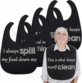 Zhanmai 4 Pcs Funny Adult Bibs for Women Elderly Men Adjustable Washable Dining Clothing Protectors Gifts for Eating Feeding
