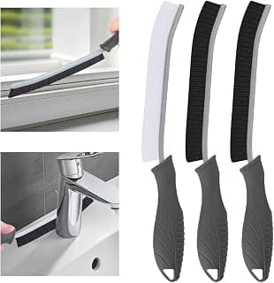 3Pcs Hard Bristle Crevice Cleaning Brush-Thin Grout Scrub Brush | House Cleaning Supplies, Dead Corners Brush, Gap Cleaning Tools for Toilet, Tile, Bathroom, Sink, Window, Kitchen (3,Grey)