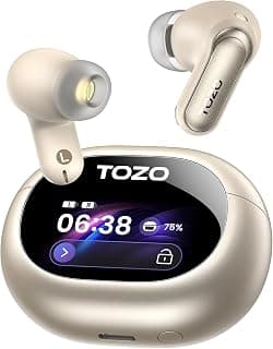 LDAC Hi-Res Audio, Stereo Bass, 6 Mics AI Call Ear Buds, 80H Playtime, IPX8 Waterproof, 32 EQ via App, Wireless Charging Gold
