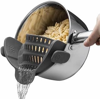 1pc Silicone Strainer, Adjustable Clip On Pantry Drainer for Pans & Bowls, Heat Resistant Fruit Washing Filter for Noodles, Pasta & Veggies