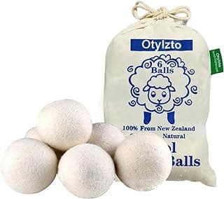 Otylzto Wool Dryer Balls 6-Pack, Drying Balls for Laundry,Reusable As Natural Fabric Softener, Reduce Clothing Wrinkles, Drying Clothes Faster Eco-Friendly | 100% natural wool reusable fabric softener alternative reduces wrinkles cuts drying time eco-friendly static-free value set