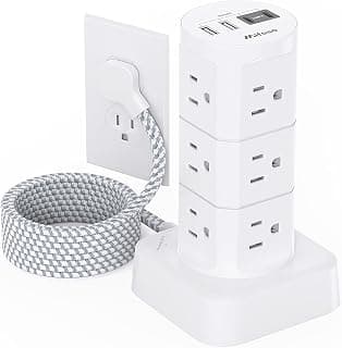 Charging Station 12 Outlets 4 USB Ports, 1080J 6Ft Extension Cord with Multiple Outlets, Office Supplies, Dorm Essentials