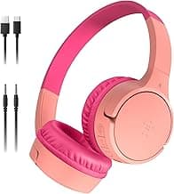 Belkin SoundForm Mini Bluetooth Kids Headphones, On Ear, 30H Battery Life | Toddler headphones, 85dB Volume Limit, Built-in Mic, Wired Connection Option, iPad, Android Tablet, School, Travel