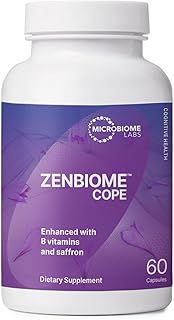 Microbiome Labs Zenbiome COPE - Probiotic Mood Support Supplement with Vitamin B6, B12 & Saffron Extract - Gut Health Probiotics for Women & Men - Support The Gut-Brain Axis (60 Capsules)