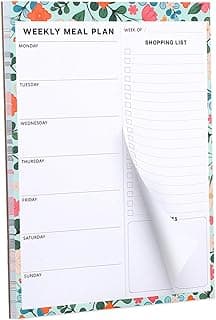 Thboxes 60 Sheets Magnetic Weekly Meal Planner for Fridge, Grocery List Pad | Tear-Off Shopping List, 7x10 In, Flower Design, Full Backing Grip, for Meal Prep, Kitchen, Families, Parents, Home Office