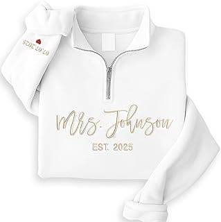 Perfect Gift Idea: Noni Custom Embroidered Mrs Quarter Zip Sweatshirt, Future Mrs Hoodie, Honeymoon Sweatshirt, Bride Sweatshirts, Best Friend Wedding Egagement Gift, Bachelorette Party Gift