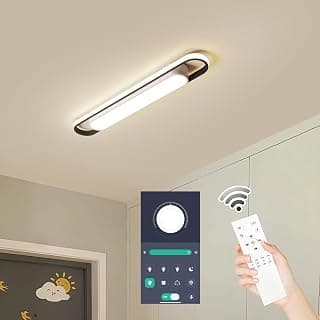 Modern LED Smart Ceiling Light,28.3" Flush Mount Ceiling Lamp, 40W Dimmable Linear Metal Chandelier Light Fittings for Kitchen Laundry Garage Dining Room Office Hallway Closet Aisle