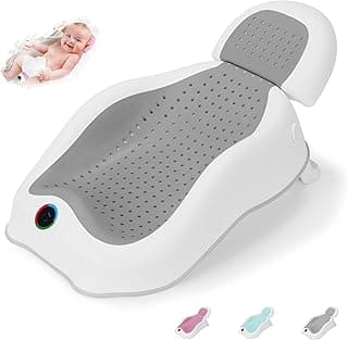Baby Bath Support,Ideal for Babies Less Than 6 Months Old,with Thermometer-Adjustable Slope Newborn Bathtub, Baby tubs for Newborn Essentials Must Haves (Gray)