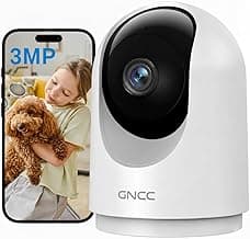 GNCC Indoor Security Camera, 2K Cameras for Home Security with Motion Detection, Baby/Pet Camera with Phone App, Night Vision, 2-Way Audio, TF/Cloud Storage, Works with Alexa & Google Home, 2.4G WiFi