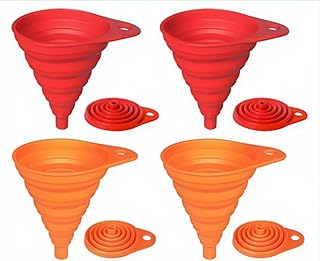 Kitchen Funnel Set 4 Pack, Small and Large, Kitchen Gadgets Accessories Foldable Silicone Collapsible Funnels for Filling Water Bottle Liquid Transfer Food Grade(Big)