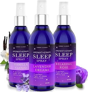 Pillow Sleep Spray Mist for Deep Sleep, Help Stress & Anxiety Relief Aid | Pillow Spray for Sleeping 3Pack, Calming Lavender, Vanilla, Rose Mist, Deep Sleep Bed Pillow Spray by Combat Cleaner