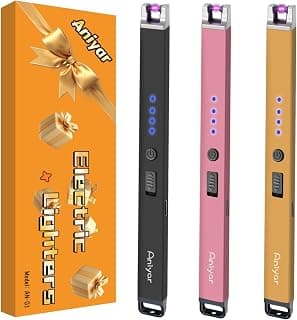 Christmas Stocking Stuffers - 3 Pack Electric Lighter, Birthday Gifts for Women Mom Men Wife Sister, Rechargeable USB Arc Long Candle Lighters for Candle Camping BBQ