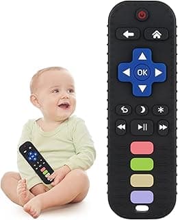 Chuya Baby Teether Toy Chew Toys for Babies 3-24 Months | TV Remote Control Shape Teething Relief for Infants (Black)