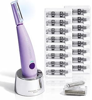 Michael Todd Beauty Sonicsmooth Pro+ Dermaplane Razor for Women Face + Eyebrow Trimmer Dermaplaning System w/LED Light Peach Fuzz Remover -16 Dermaplaning Blades & 2 Microsmooth Exfoliation Tips
