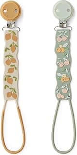 Flat Silicone Pacifier Clips (2-Pack) – One-Piece Strap Holders, Binky Clips for Baby Boys & Girls, Gift-Ready Baby Essentials (Fruit Garden)