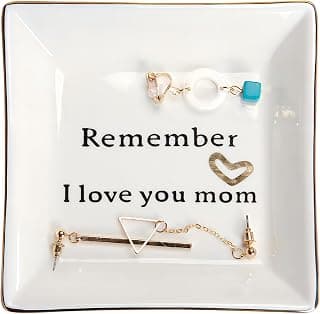 HOME SMILE Ceramic Ring Dish Jewelry Tray-Mom Gifts, Remember I Love You Mom - Mother's Day Birthday Gifts for Mom