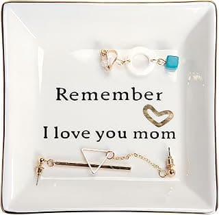HOME SMILE Ceramic Ring Dish Jewelry Tray-Mom Gifts, Remember I Love You Mom - Mother's Day Birthday Gifts for Mom
