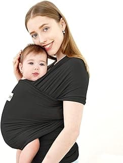 Acrabros Baby Wrap Carrier,Hands Free Baby Carrier Sling,Lightweight,Breathable,Softness,Perfect for Newborn Infants and Babies Shower Gift,Black