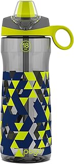 Pogo 18oz Plastic Water Bottle with Straw Lid with Carry Handle, Reusable, BPA Free, Dishwasher Safe, Perfect for Travel, School, Outdoors, and Gym