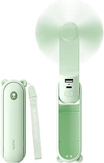 JISULIFE 3 IN 1 Portable Fan with Power Bank & Flashlight Featured | 19H Max Cooling, USB Rechargeable, Pocket-Sized Handheld Fan for Travel, Cruise, Concerts, Makeup, Summer Gifts for Women
