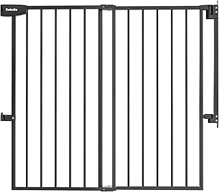 Babelio Baby Gate for Stairs, Kitchen & Doorways, No Bottom Bar| Easy Install| One-Handed Operation| Auto-Close| Hardware Mount Safety Dog Gate (Black, 34" H, 29.7-46.5" W)