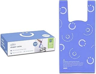 Ubbi Disposable Diaper Sacks, Lavender Scented, Easy-To-Tie Tabs, Diaper Disposal or Pet Waste Bags, 200 Count | Easy-To-Tie Tabs, Made from 50% Recycled Material, Disposable On-The-Go Bags, Diaper Bag and Travel Essential