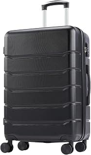 20 Inch Carry on Luggage, Lightweight Expandable Rolling Suit Case with TSA Lock, Hard Shell ABS Suitcase with Double Spinner Wheels, Black