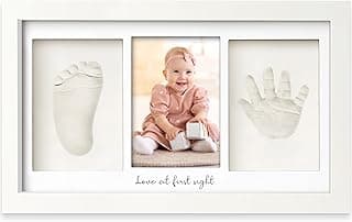 KeaBabies Baby Hand and Footprint Kit, Clay Keepsake Frame (Alpine White) | Quick Dry Handprint and Footprints, Newborn Nursery Picture Frame, Personalized New Mom Gifts for Baby First Christmas Shower