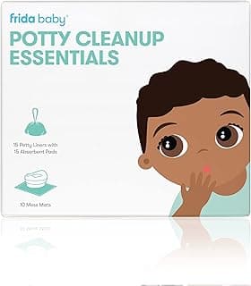 Frida Baby Potty Cleanup Essentials, Leak-Proof Potty Liners and Disposable Floor Pads for Potty Training, 15 Potty Liners + 10 Mess Mats