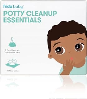 Frida Baby Potty Cleanup Essentials, Leak-Proof Potty Liners and Disposable Floor Pads for Potty Training, 15 Potty Liners + 10 Mess Mats