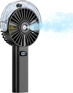 Otlonpe Handheld Misting Fan Portable, 4000mAh Rechargeable Battery Powered, Small Personal Mister Fan with Water Spray Cooling, 4-Speed Wind, LED Display, Hand Held Mist Fans for Travel Outdoor Beach