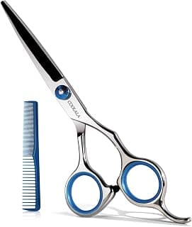 COOLALA Stainless Steel Hair Cutting Scissors 6.5 Inch Hairdressing Razor Shears Professional Salon Barber Haircut Scissors, One Comb Included, Home Use for Man Woman Adults Kids Babies
