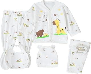 Unisex Baby Clothes 5 Piece Layette Sets Cotton Newborn Clothes Gift Set For 0-3 Months